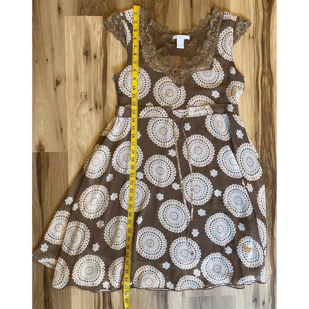 Charlotte Russe Brown Medallion Lace Trim Babydoll Dress Womens Medium Y2K - Picture 4 of 7